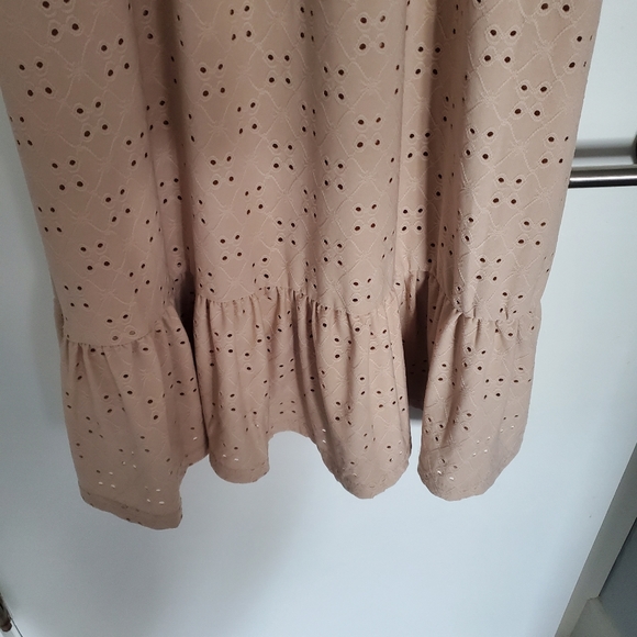 NWOT No Comment spaghetti strap beige dress with eyelit cutouts. Brand new. - Picture 10 of 10